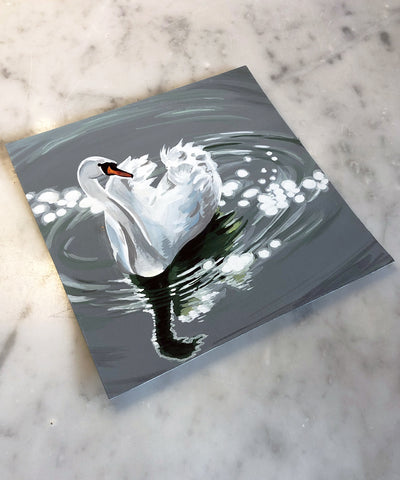 'Glitter Swan' in Gouache